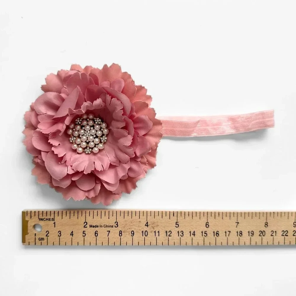NWT Pretty Vintage Inspired Girls Headband Hair Floral Beaded Blush Pink OS